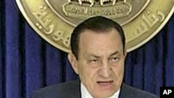 Egypt's President Hosni Mubarak speaking on television, February 1, 2011