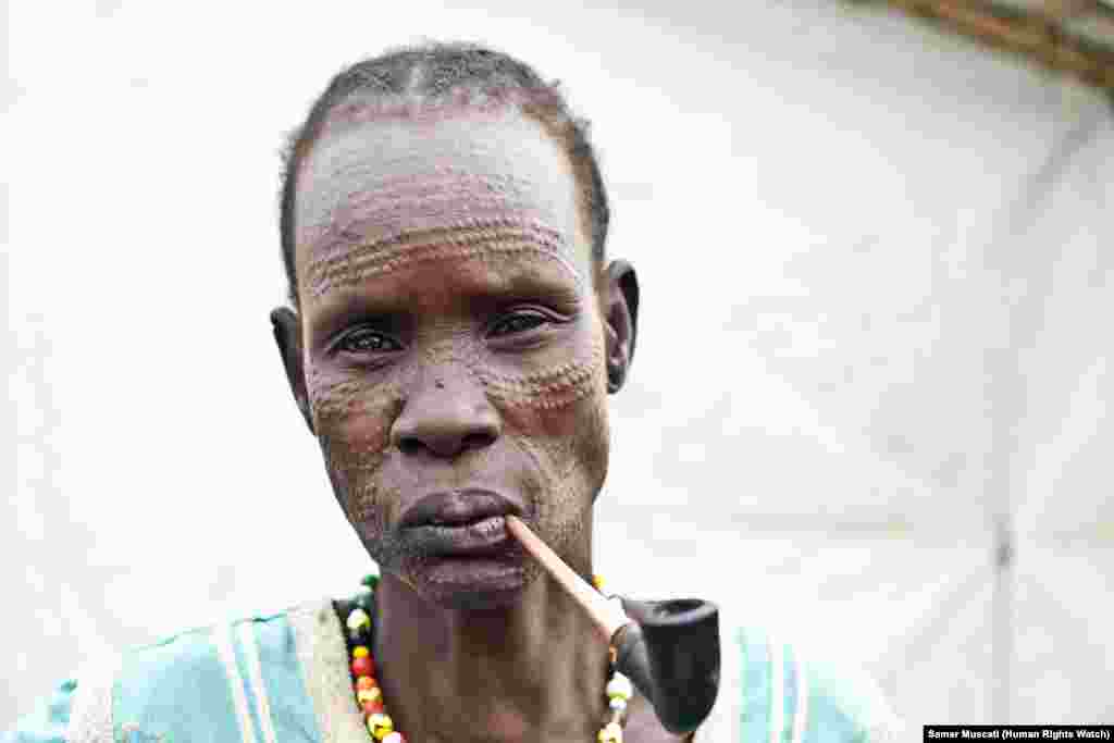 An elderly woman from Rubkona county fled to the UNMISS camp in Bentiu in June after army soldiers threatened to kill her as she went to market in June. 