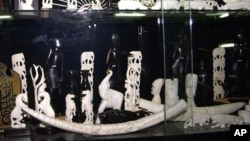 Barang-barang dari gading gajah di sebuah toko di Khartoum, Sudan, yang diselundupkan ke China dari negara-negara Afrika, seperti Sudan dan Kongo. (foto: Dok.).