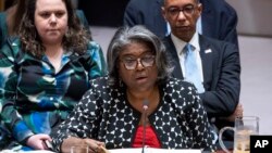 اقوام متحدہ میں امریکی سفیر، لنڈا تھامس۔فوٹو اے پی