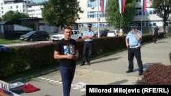 Bosnia-Herzegovina -- Davor Dragicevic, the father of murdered 21-year-old David, at the protest in Banja Luka (Banjaluka), September 20, 2018.