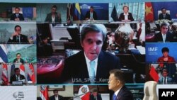 31일 한국 정부가 주최한 '2021 P4G 서울 녹색미래 정상회의'에서 존 케리 미국 기후변화특사가 발언했다.