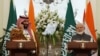 Saudi Arabia's Crown Prince Mohammed bin Salman attends a meeting with Indian Prime Minister Narendra Modi at Hyderabad House in New Delhi, India, Feb. 20, 2019. 