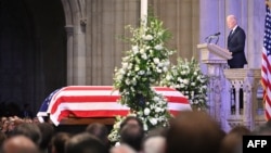Претседателот Џо Бајден зборува на државната погребна служба за поранешниот претседател Џими Картер во Националната катедрала во Вашингтон во Вашингтон, 9 јануари 2025 година