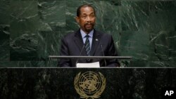Lesotho's Foreign Minister Mohlabi Kenneth Tsekoa addresses the 69th session of the United Nations General Assembly at U.N. headquarters in New York, Sept. 29, 2014.