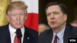 Presiden AS Donald Trump (kiri) dan Mantan Direktur FBI James Comey (kanan)