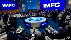 The International Monetary and Financial Committee conference is held at the World Bank-IMF spring meetings, in Washington, April 21, 2018. 