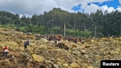 Kerusakan akibat tanah longsor di Maip Mulitaka, Provinsi Enga, Papua Nugini, Jumat, 24 Mei 2024. (Foto: Emmanuel Eralia via Reuters)