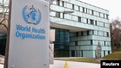 រូបឯកសារ៖ ច្រក​ទ្វារ​ចូលទៅ​កាន់​អង្គការ​សុខភាព​ពិភពលោក WHO នៅ​ទីក្រុង​ហ្សឺណែវ ប្រទេស​ស្វ៊ីស។