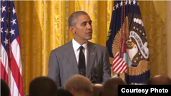 سخنرانی باراک اوباما رئیس جمهوری آمریکا در حضور جمعی از دیپلمات های خارجی در کاخ سفید - ۲۵ تیر ۱۳۹۵ 