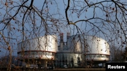 FILE - The building of the European Court of Human Rights is seen in Strasbourg, France, Jan. 7, 2015. 
