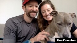  Tom Drescher and his wife, Becky Nolin, adopted Goldie, a Terrier Pitbull mix, during the COVID-19 pandemic. (Courtesy Tom Drescher)