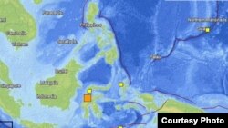 Peta lokasi gempa dari USGS, Sabtu (18/7).