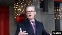 派恩2019年1月24日在澳大利亚驻华大使馆见记者（路透社）