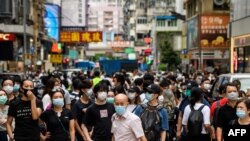 27일 홍콩에서 중국의 보안법 제정에 반대하는 시위가 열렸다.