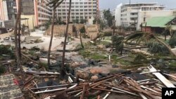 Kerusakan yang ditimbulkan oleh badai Irma di St. Martin, Karibia hari Rabu (6/9). 