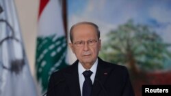 Presiden Michel Aoun di istana kepresidenan Lebanon di Baabda, 30 Agustus 2020. (Foto: Reuters).