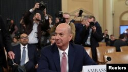 U.S. Ambassador to the European Union Gordon Sondland attends a House Intelligence Committee hearing as part of the impeachment inquiry into U.S. President Donald Trump on Capitol Hill in Washington, Nov. 20, 2019.