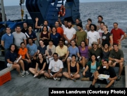 Scientific crew of RV Atlantis that found the ocean reef off Brazil's coast. July 2012 (Credit Jason Landrum).