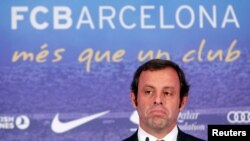 L'ancien président du FC Barcelona Sandro Rosell lors d'une conférence de presse à Barcelona, le 13 juin 2013.