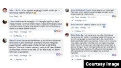 Komentar netizen di Facebook.