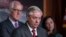U.S. Senator Lindsey Graham of South Carolina, flanked by Senator John Cornyn of Texas, left, and Senator Katie Britt of Alabama, speaks to reporters as they criticize President Joe Biden's policies on the U.S.-Mexico border, at the Capitol in Washington on Dec. 7, 2023.