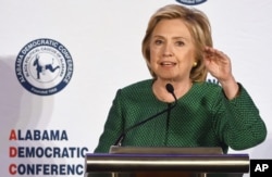 Democratic presidential candidate Hillary Rodham Clinton speaks during a meeting of the Alabama Democratic Conference in Hoover, Ala., Oct. 17, 2015.