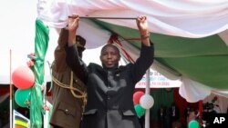 Le président du Burundi Evariste Ndayishimiye après son investiture à Gitega, au Burundi, le jeudi 18 juin 2020.