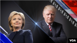 Capres AS 2016: Hillary Clinton (kiri, partai Demokrat) dan Donald Trump (kanan, partai Republik). 