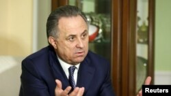 Menteri Olahraga Rusia Vitaly Mutko dalam wawancara dengan Reuters di Moskow (11/3). (Reuters/Maxim Zmeyev)