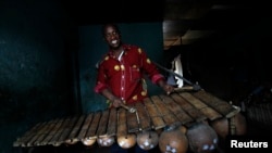 Seorang pria menaiki sepeda, melewati bunga sakura yang sedang mekar di Erfurt, Jerman.