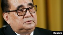 북한의 리수용 외무성 부상이 3일 스위스 제네바에서 열린 유엔 군축회의에서 기조연설을 하고 있다.