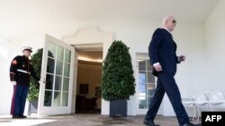 在特朗普赢得总统选举后，美国现任总统拜登离开椭圆形办公室，前往华盛顿特区白宫玫瑰园向全国发表演说。(法新社：2024年11月7日)