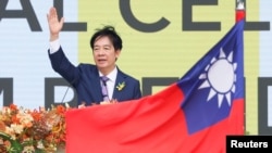 台湾总统赖清德2024年5月20日宣誓就职后发表就职演说。（路透社）