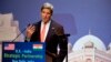U.S. Secretary of State John Kerry speaks about climate change at the India Habitat Center in New Delhi, June 23, 2013.