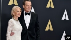 Helen Mirren, left, and Bryan Cranston star in the new movie "Trumbo."
