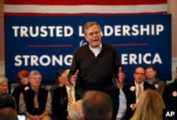Republican presidential candidate former Florida Gov. Jeb Bush speaks at a campaign event in Portsmouth, N.H., Feb. 8, 2016.