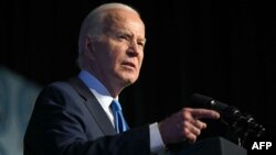 US President Joe Biden speaks during the NAACP Detroit Branch annual "Fight for Freedom Fund Dinner" in Detroit, Michigan on May 19, 2024.