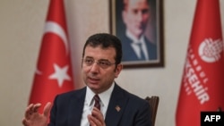 FILE 0 Mayor of Istanbul metropolitan municipality Ekrem Imamoglu speaks during an interview to AFP on Apr. 2, 2020 in Istanbul.