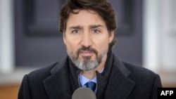 Canadian Prime Minister Justin Trudeau speaks during a Covid-19 pandemic briefing from Rideau Cottage in Ottawa on Nov. 20, 2020.