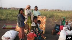 Ethiopian refugees gather in Qadarif region, eastern Sudan, Nov. 15, 2020. 