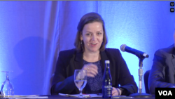 알렉산드라 벨 국무부 군비통제·억제·안정 담당 부차관보가 22일 코리아소사이어티가 워싱턴 DC에서 개최한 미한 정책 컨퍼런스에서 발언하고 있다.