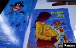 Material to prevent Zika infection by mosquitoes are displayed at the 69th World Health Assembly at the United Nations European headquarters in Geneva, Switzerland, May 23, 2016.