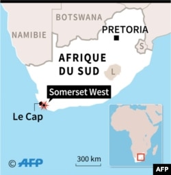 Localisation de Somerset West (Afrique du sud) où plusieurs personnes ont été tuées lors d'une explosion dans une usine de munitions