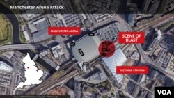 Map of Manchester Arena Bombing