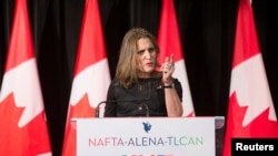 FILE - Chrystia Freeland, Canada's Minister of Foreign Affairs.