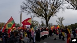 Tigray expatriates and their supporters march to mark one year since fighting erupted between Ethiopian government troops and Tigray forces in northern Ethiopia, in Washington, Nov. 4, 2021.