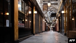 A picture taken on November 8, 2020 shows the deserted Passage des Panoramas, as France is on a second lockdown aimed at containing the spread of Covid-19 pandemic caused by the novel coronavirus.