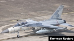 FILE PHOTO: A F-CK-1 Ching-kuo Indigenous Defence Fighter (IDF) is seen at an Air Force base in Tainan