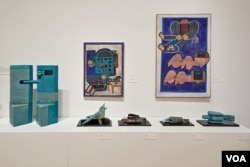 Parviz Tanavoli’s statues, rugs, paintings, and jewelry come together at the Davis Museum in Massachusetts. (Photo: S. Dehghan / VOA)